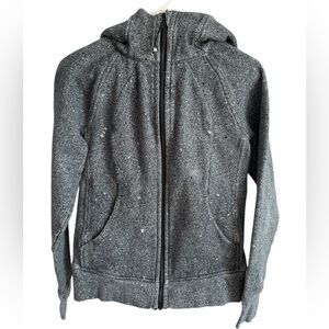 Lululemon Scuba Hoodie in the Luminesce Splatter White Black, Size 6